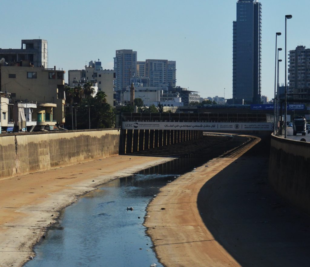 Image of physical water scarcity - empty canal in Bourj Hammoud, Lebanon. 