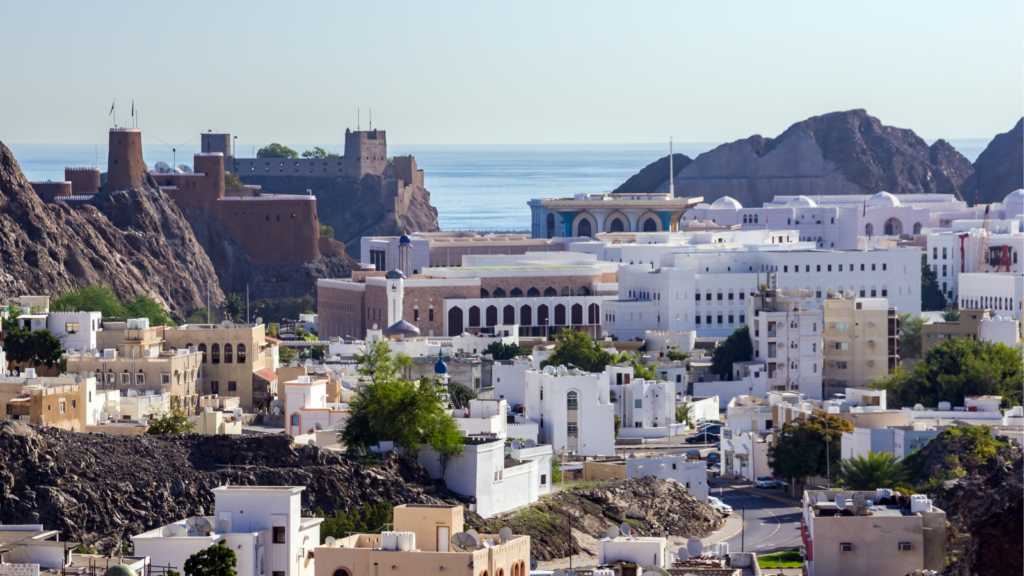 Landscape photo of Muscat old town highlighting Oman's country culture.