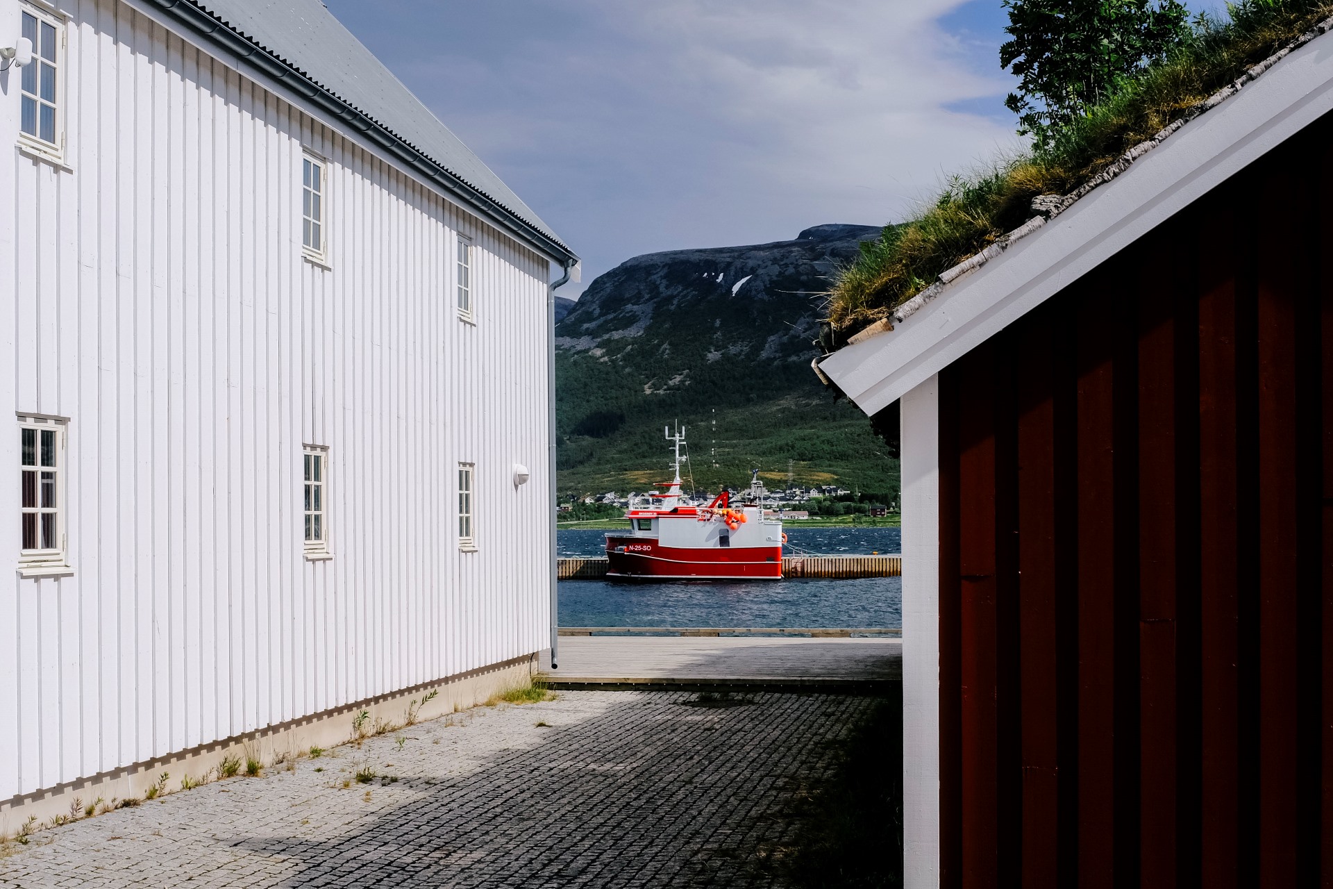 The waterfront in Sortland, Norway.